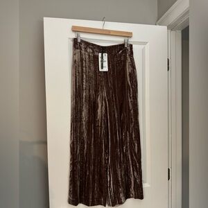NWT Zara Woman Faux Velvet Wide Leg Pants Size Medium